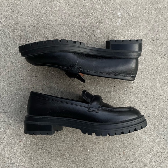 Madewell The Bradley Lugsole Loafer in Black Leather Size 6.5 Platform $158 - Picture 6 of 11